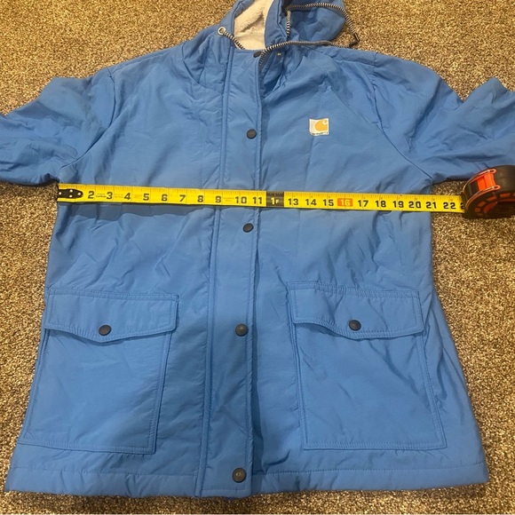 Light Blue Carhartt Lined Rain Jacket. Fits like size Large. - Picture 4 of 5